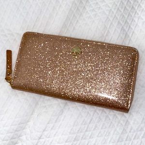Kate Spade rose gold glitter wallet
